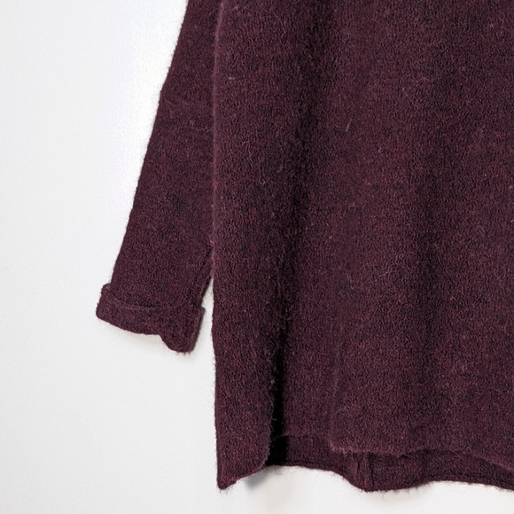 Free People Wool Blend Oversized Slouchy Tunic Sweater Burgundy Purple Size XS/S - Picture 5 of 15